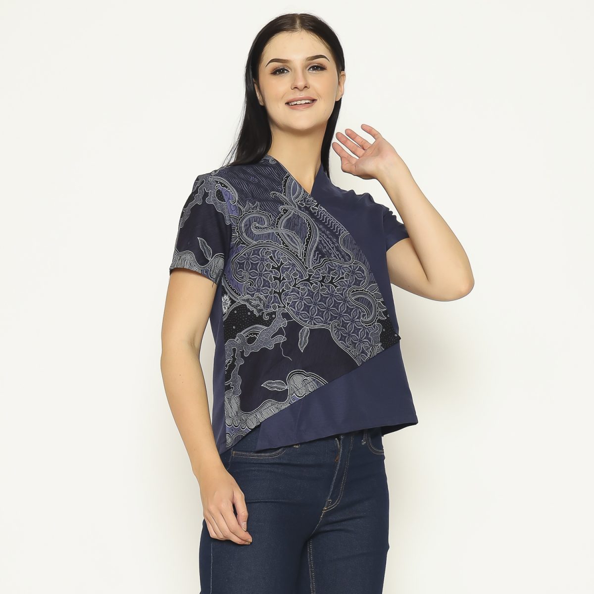Leslie Blouse Multi Navy - Image 3