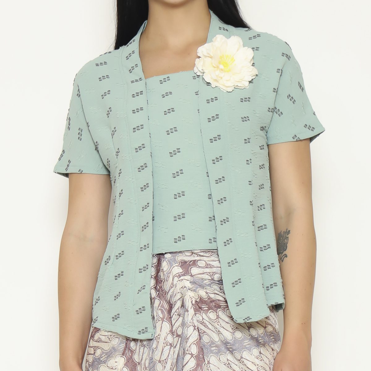 Yasmine Blouse Stripe Green - Image 2