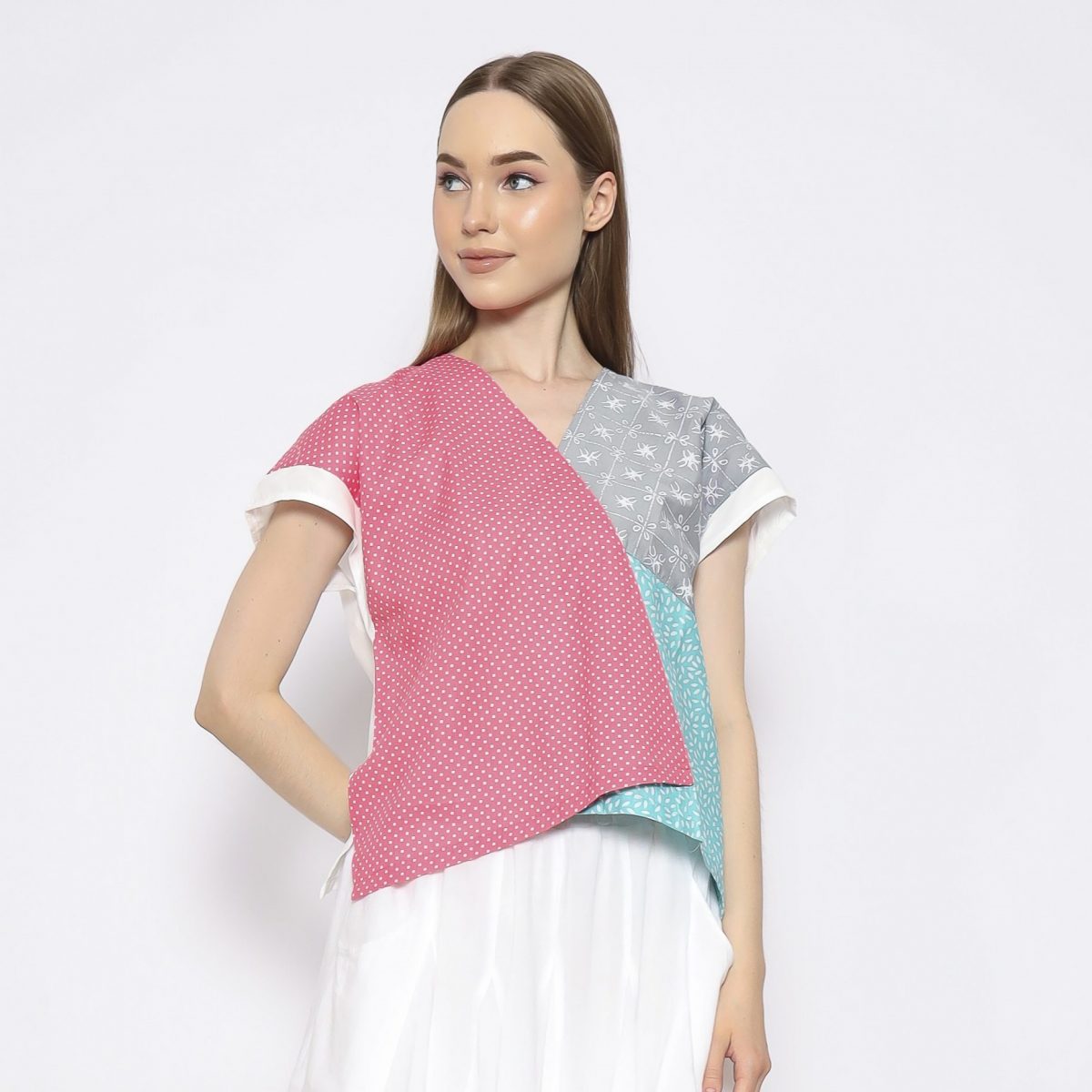 Rossie Blouse Pink Grey
