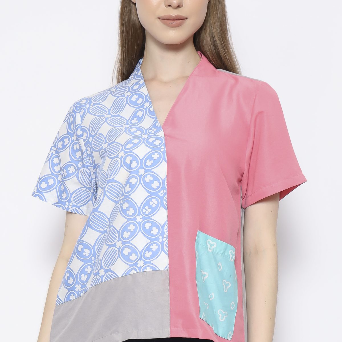 Narumi Blouse Blue Pink - Image 2