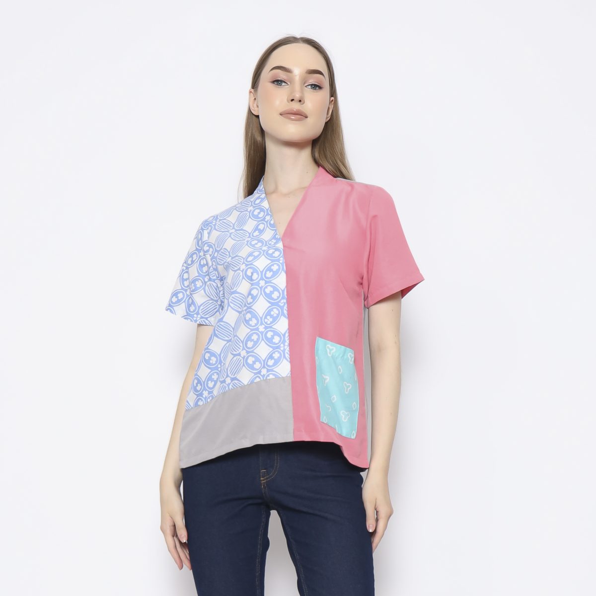 Narumi Blouse Blue Pink
