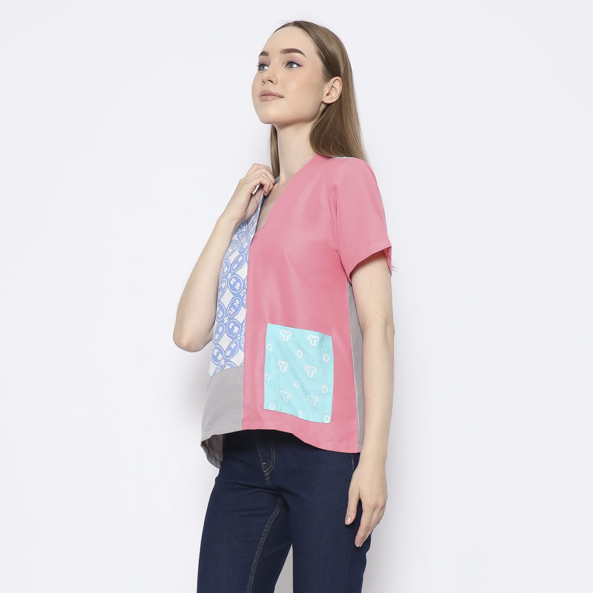 Narumi Blouse Blue Pink - Image 4