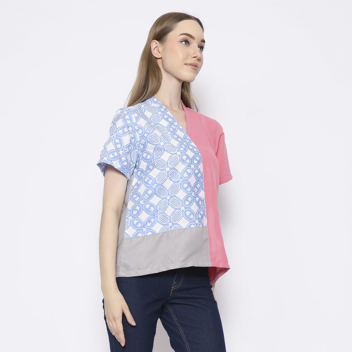 Narumi Blouse Blue Pink - Image 3