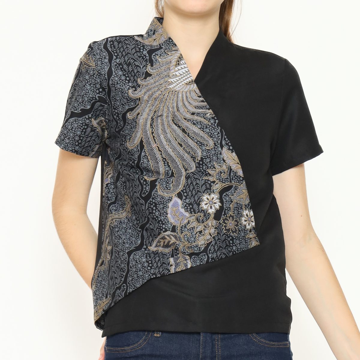 Leslie 2 Blouse Black Grey - Image 2