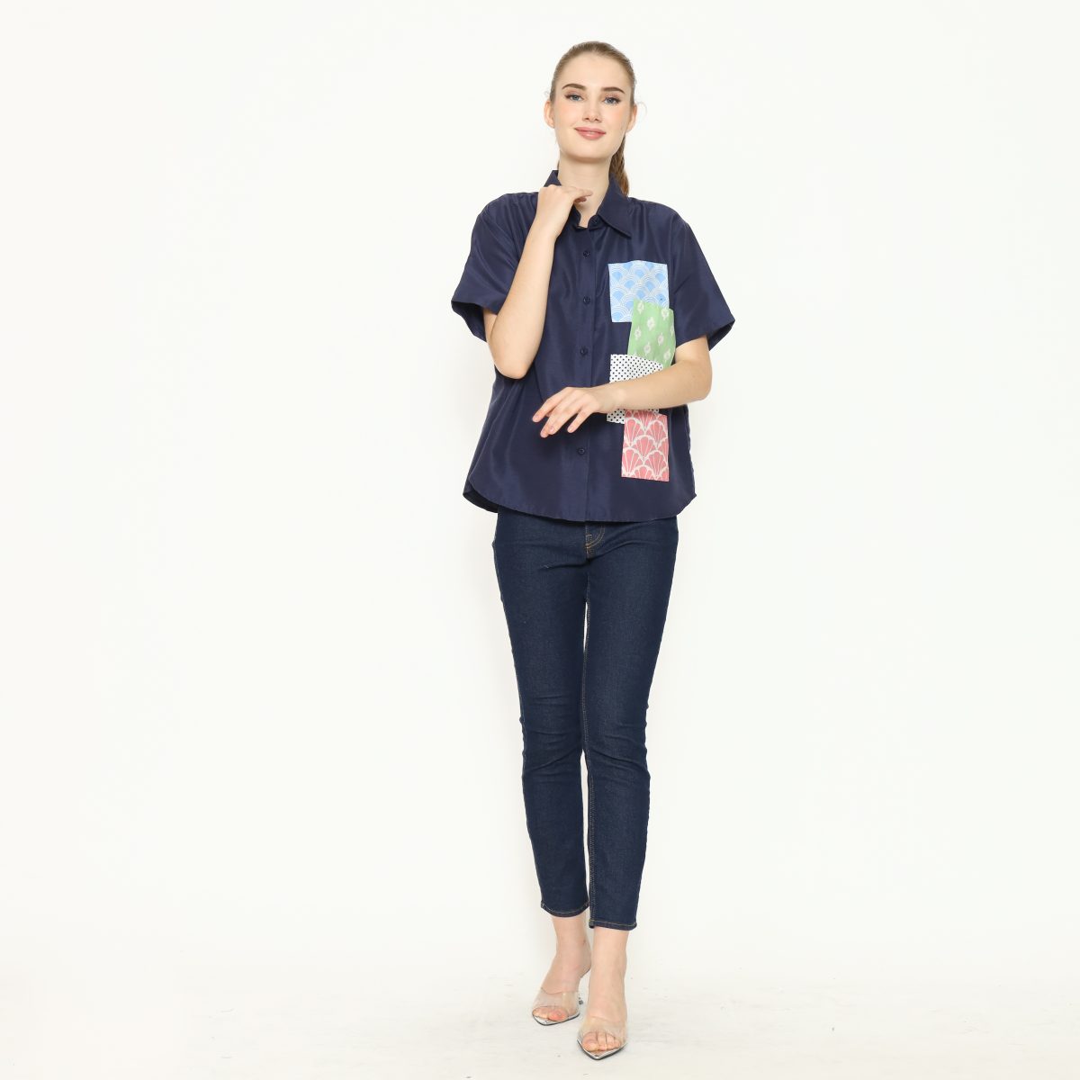 Mozaic Shirt Navy - Image 8