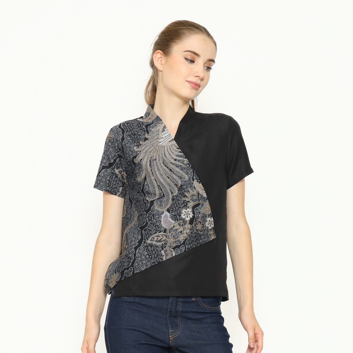 Leslie 2 Blouse Black Grey