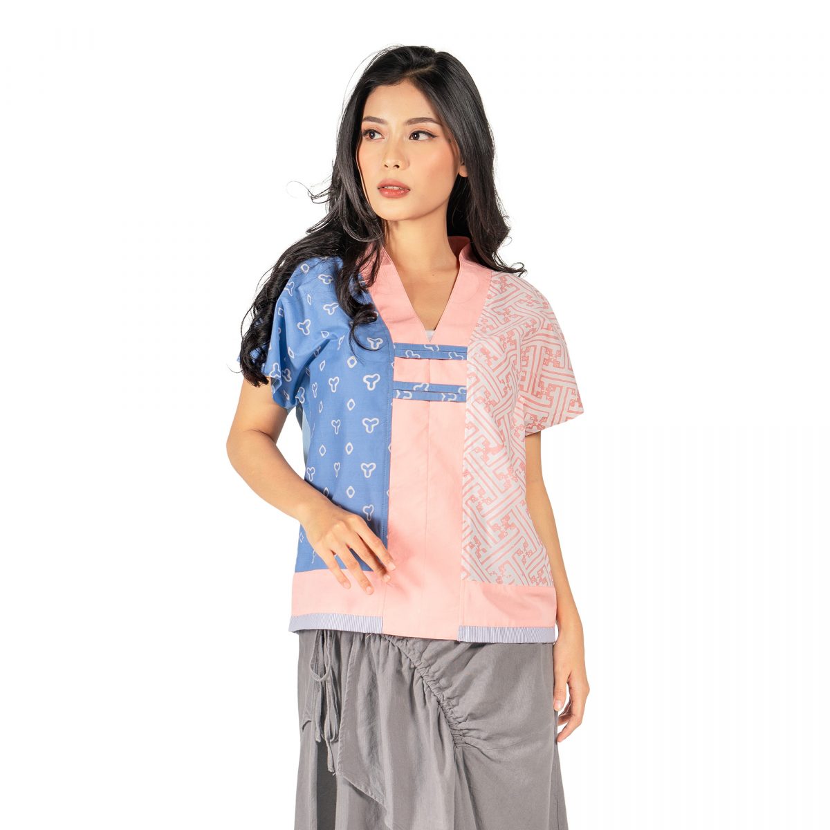 Inara Blouse Blue Pink