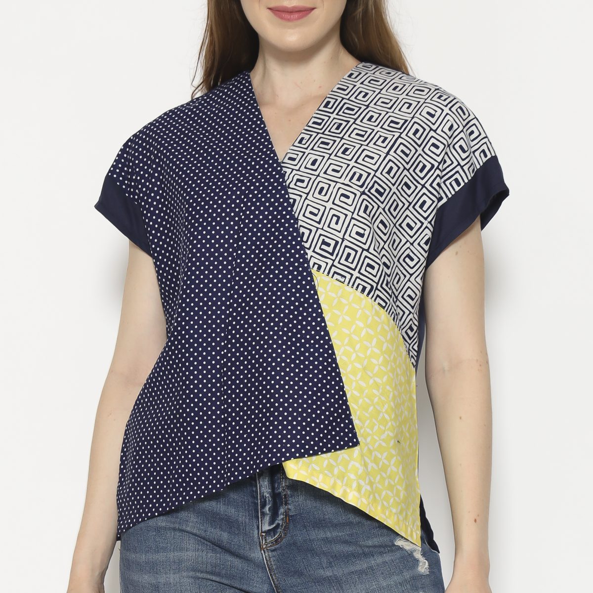Rossie Blouse Navy Yellow - Image 2
