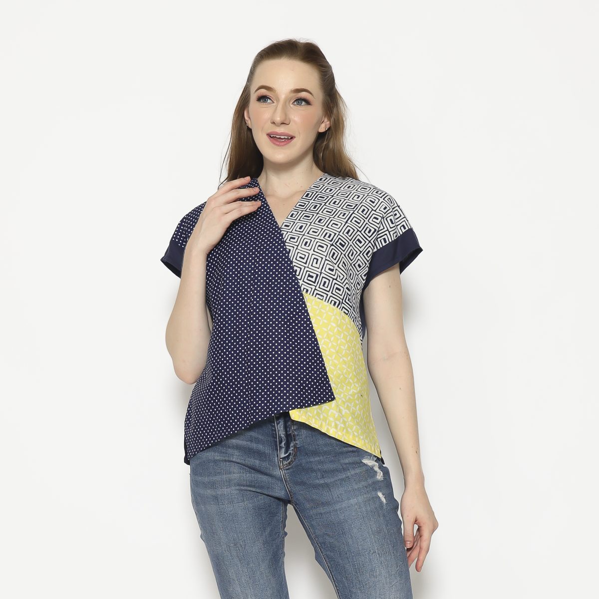 Rossie Blouse Navy Yellow