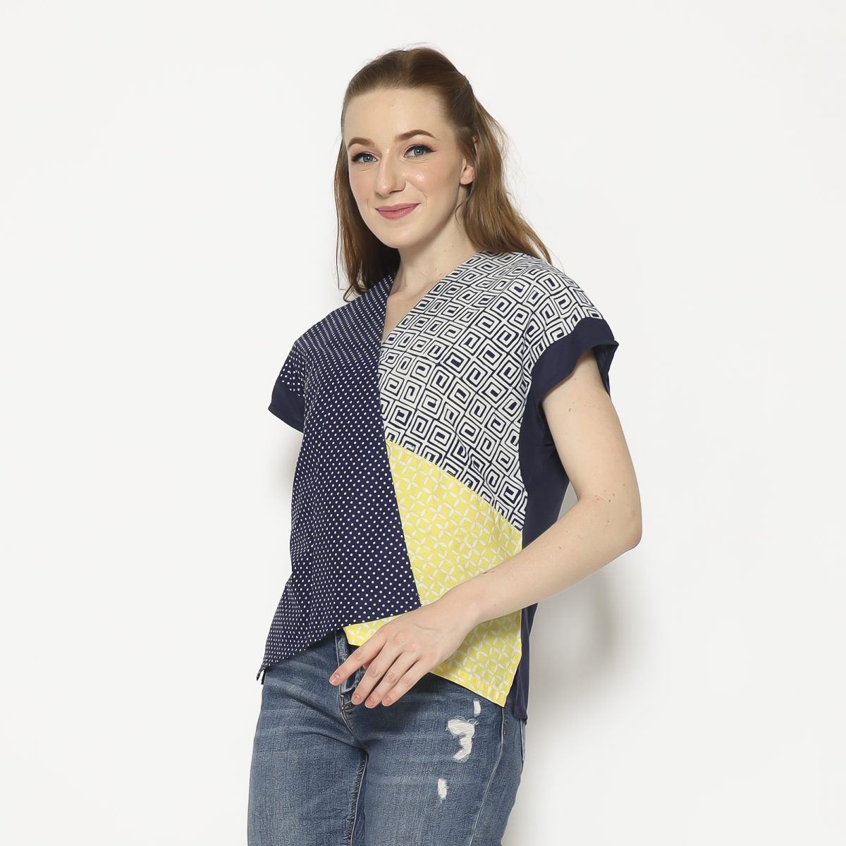 Rossie Blouse Navy Yellow - Image 4