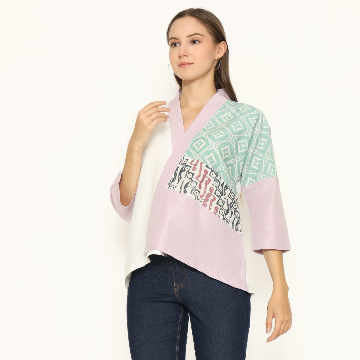 Amanda Blouse Purple Green - Image 3