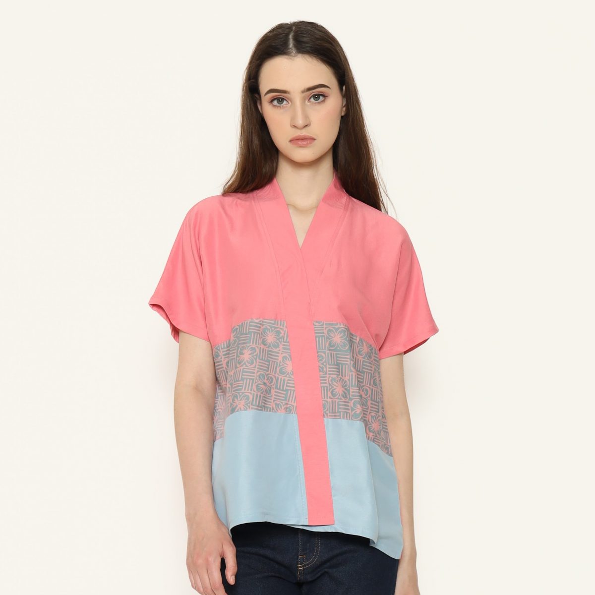 Andini Blouse Pink Green