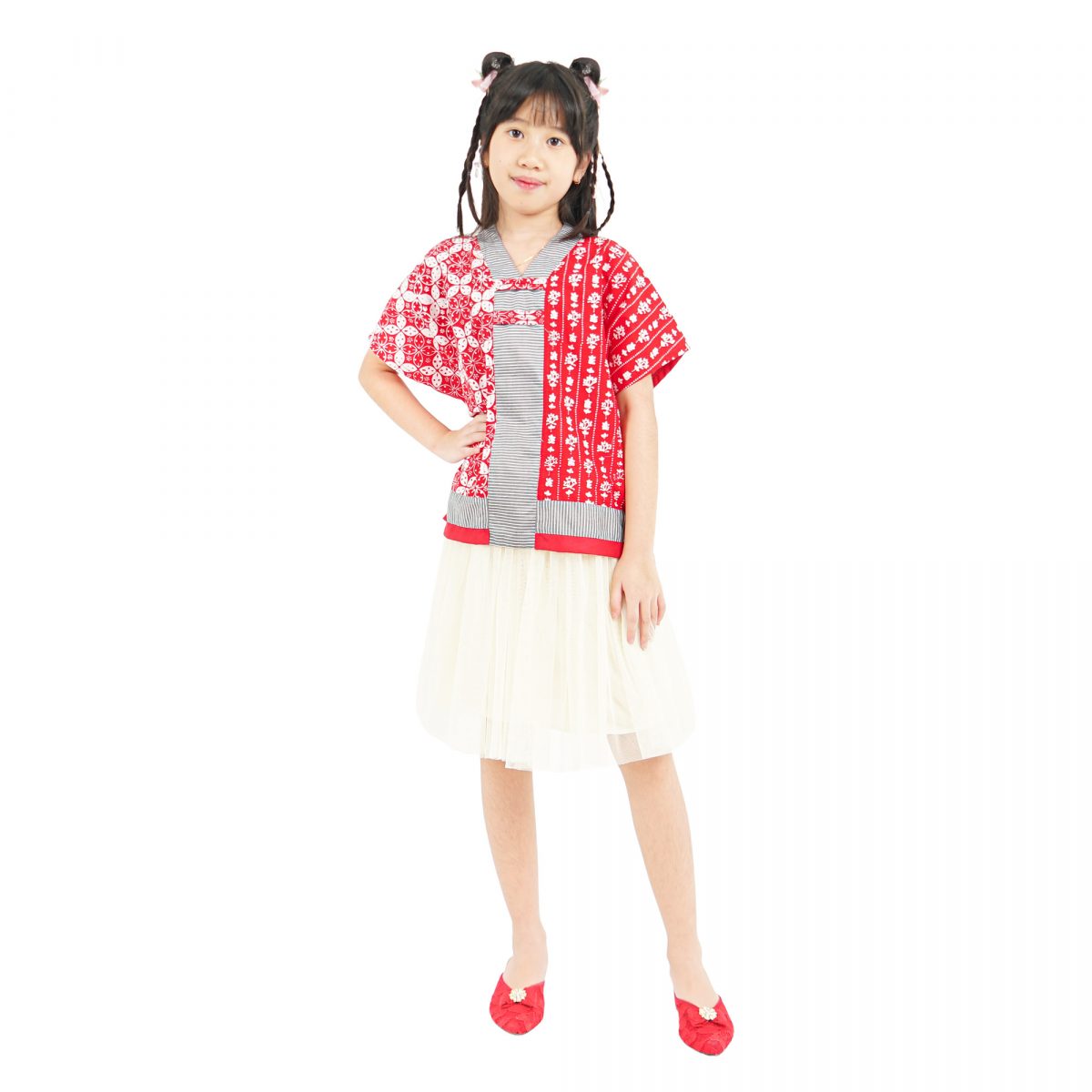 Inara Blouse Kids Kawung Red - Image 6