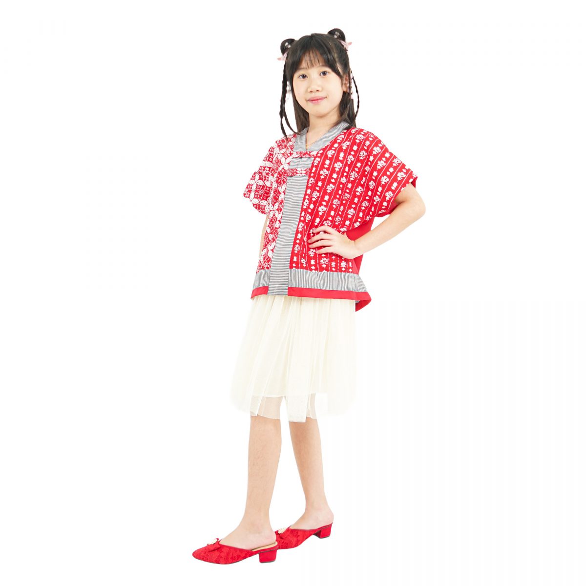 Inara Blouse Kids Kawung Red - Image 3