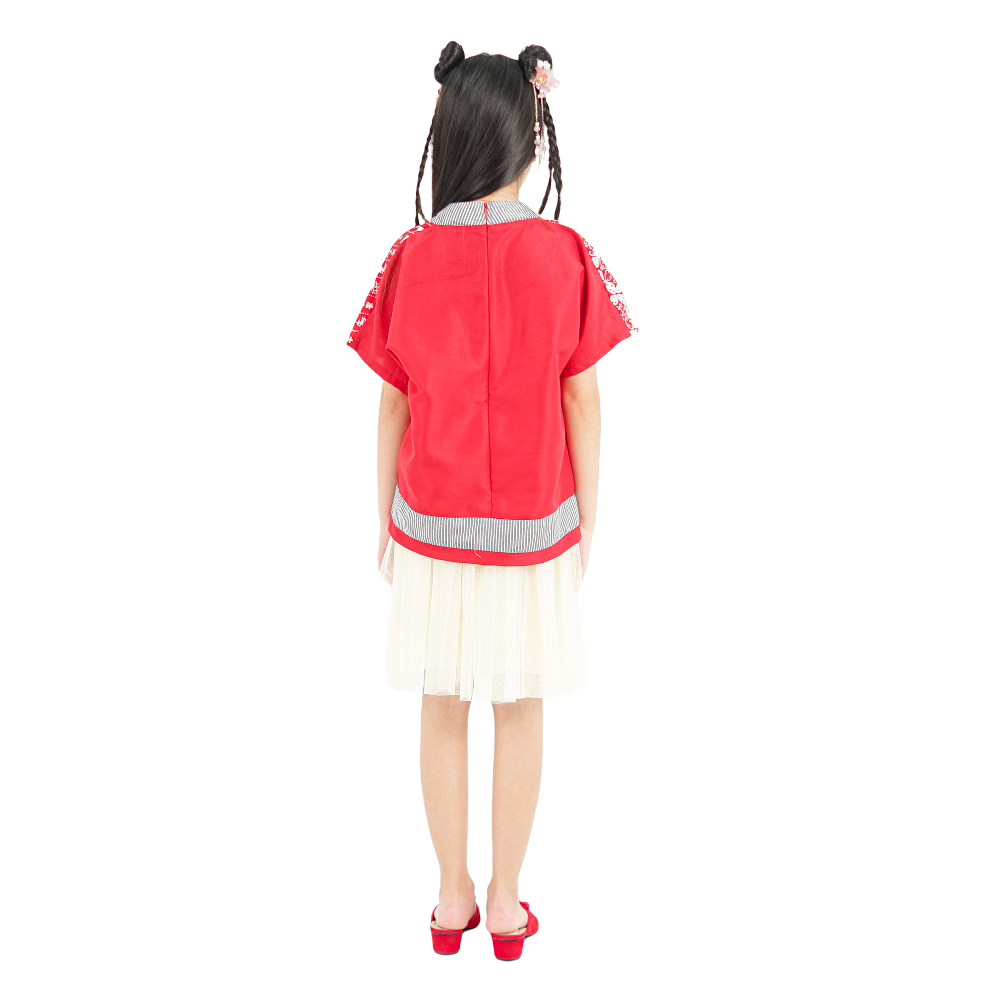 Inara Blouse Kids Kawung Red - Image 5