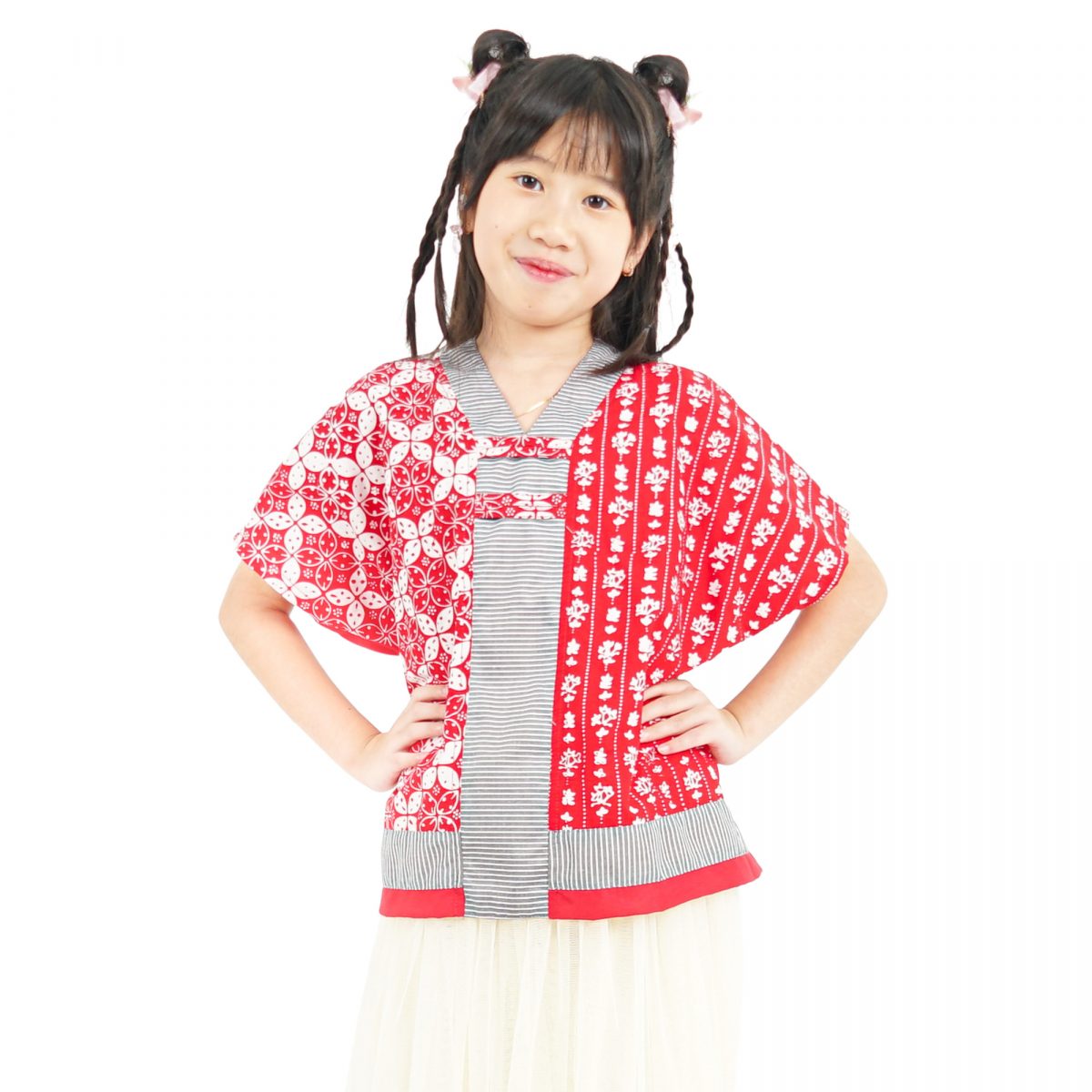 Inara Blouse Kids Kawung Red
