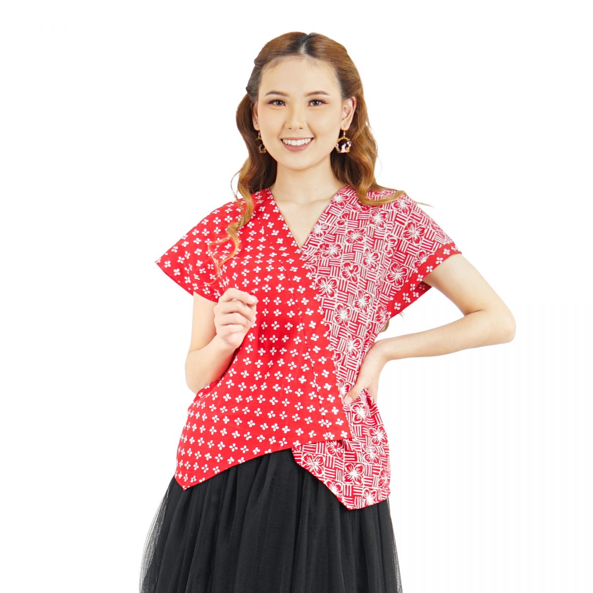 Finny Blouse Flower Red