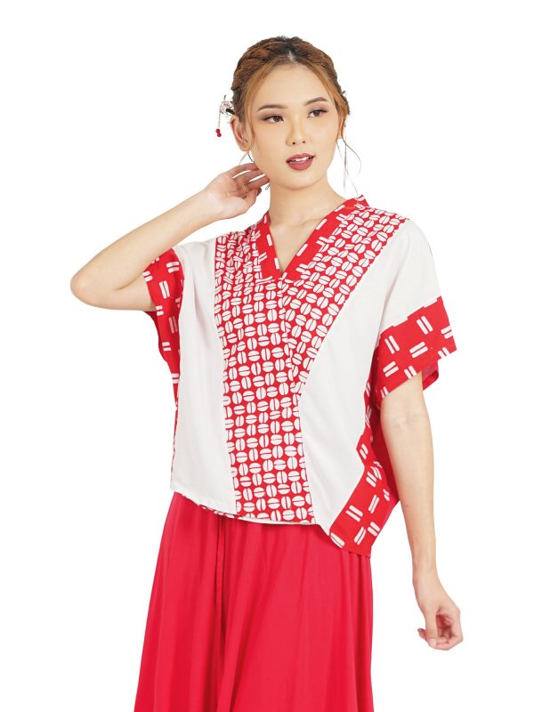 Rosalind Blouse Red White