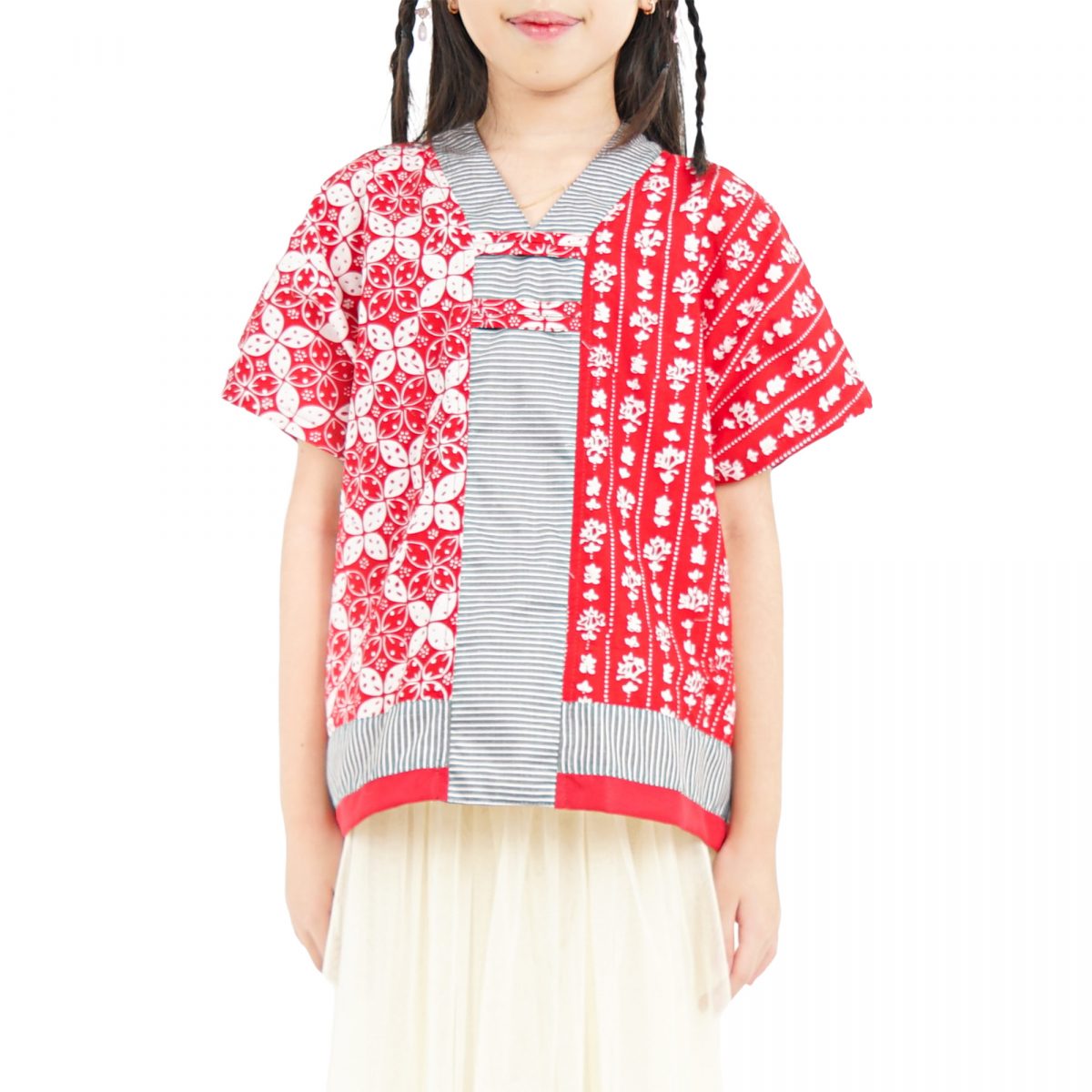 Inara Blouse Kids Kawung Red - Image 2