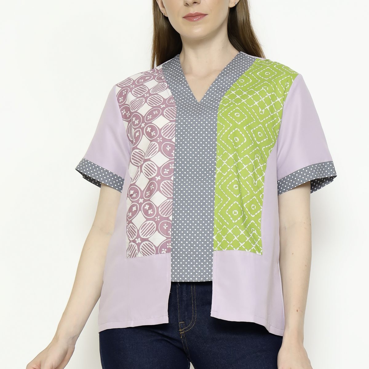 Michela Blouse Purple Green - Image 2