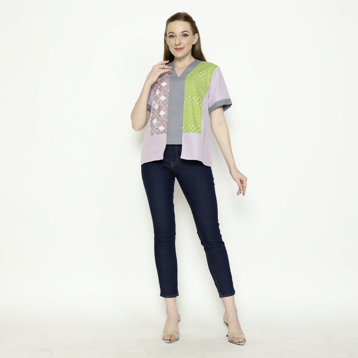 Michela Blouse Purple Green - Image 8