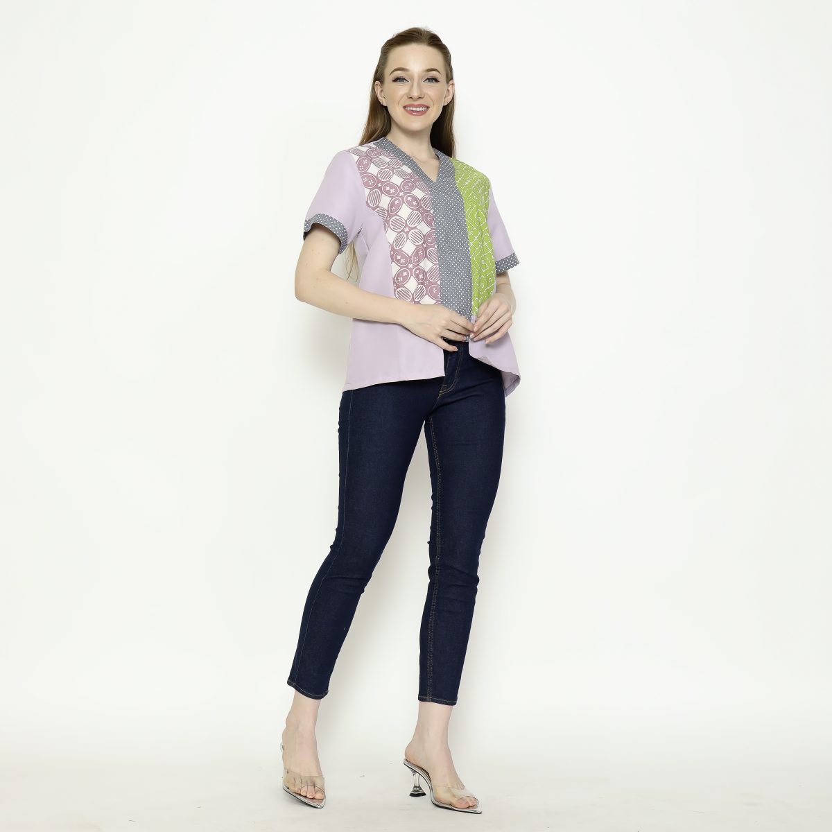 Michela Blouse Purple Green - Image 6