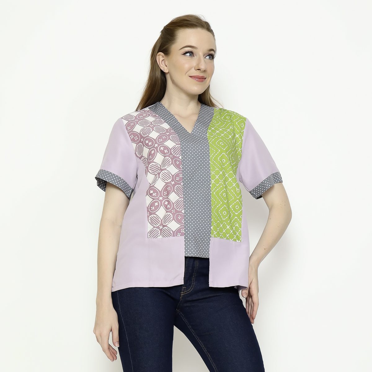 Michela Blouse Purple Green - Image 3