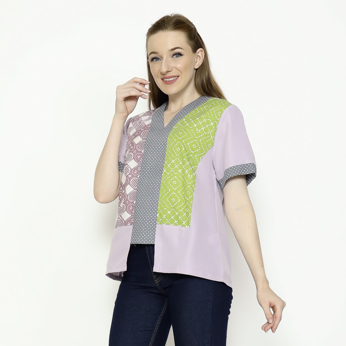 Michela Blouse Purple Green - Image 4