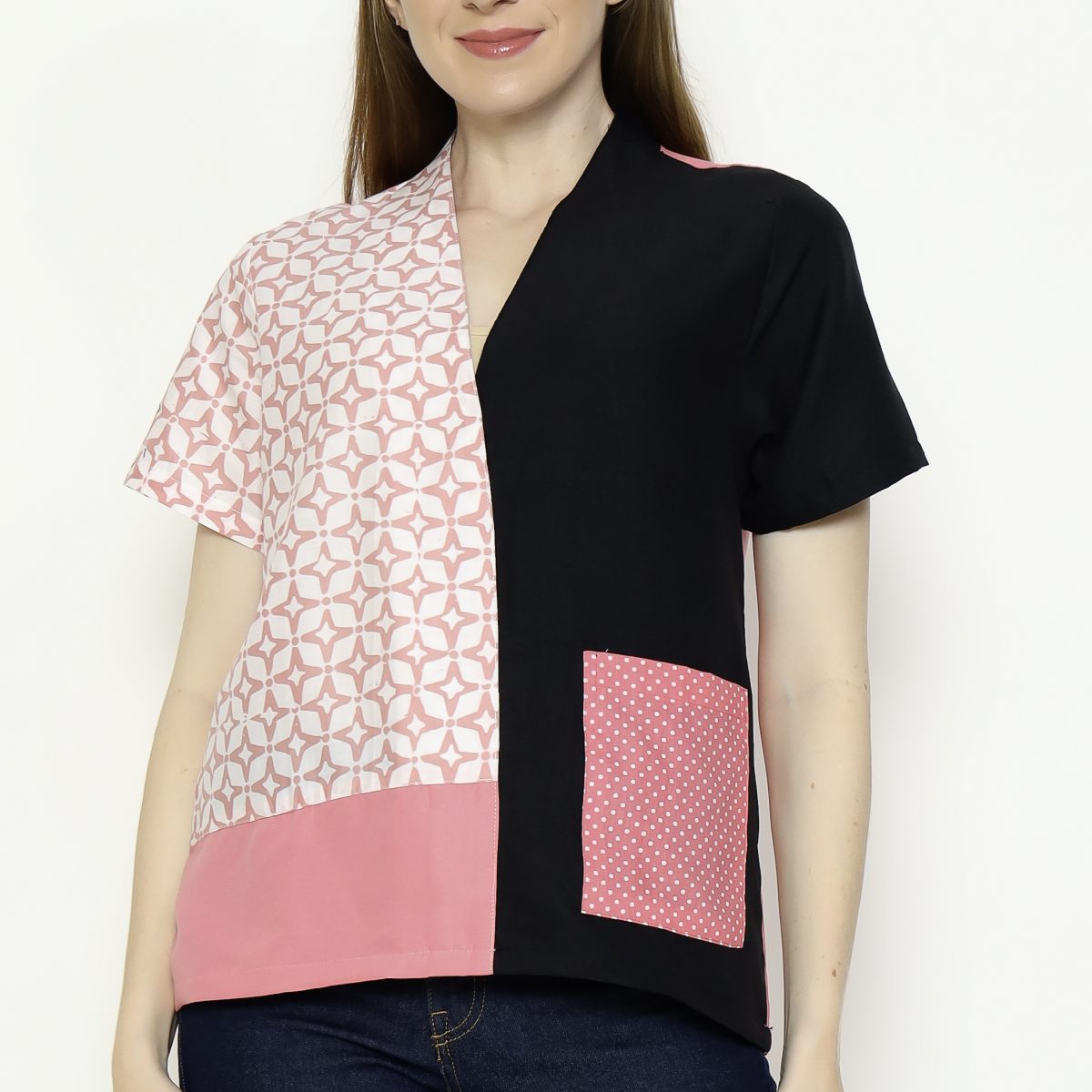 Narumi Blouse Pink Black - Image 2