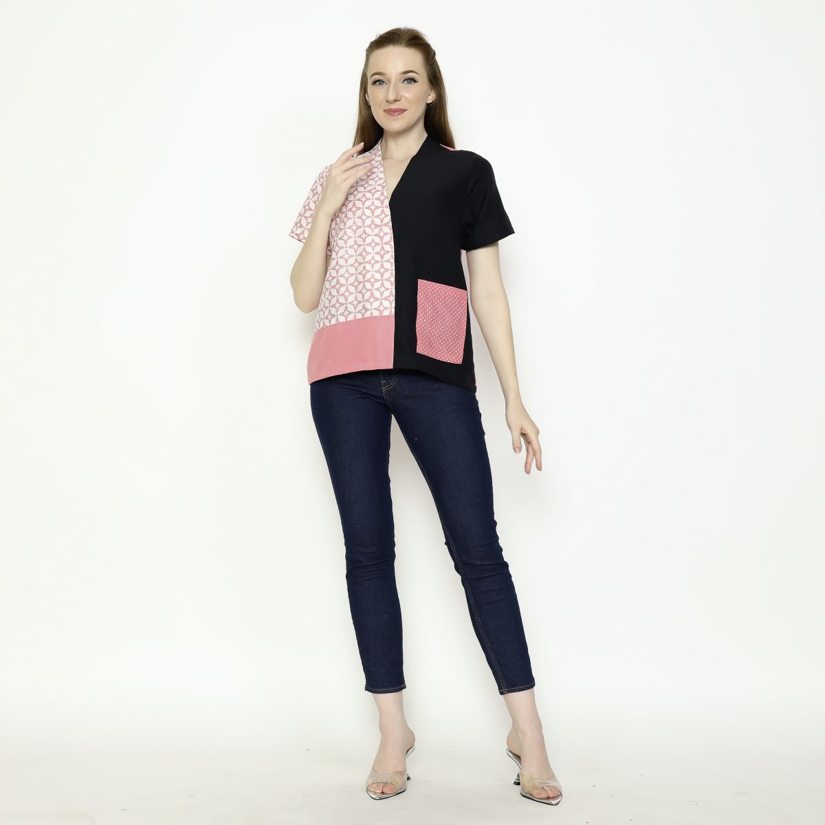 Narumi Blouse Pink Black - Image 8