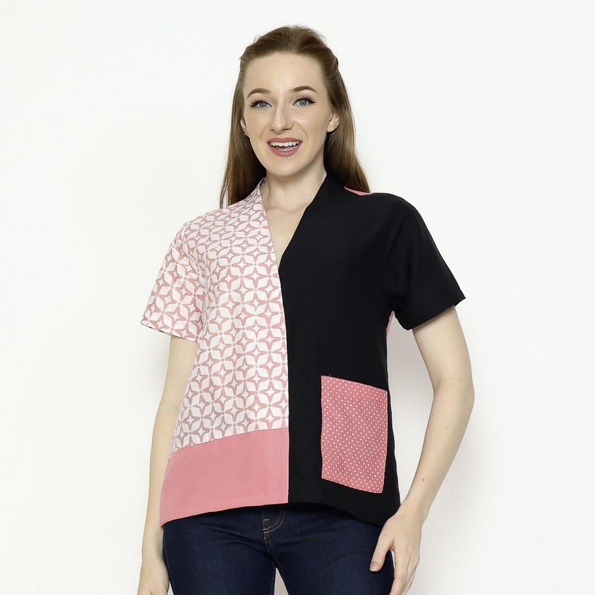 Narumi Blouse Pink Black