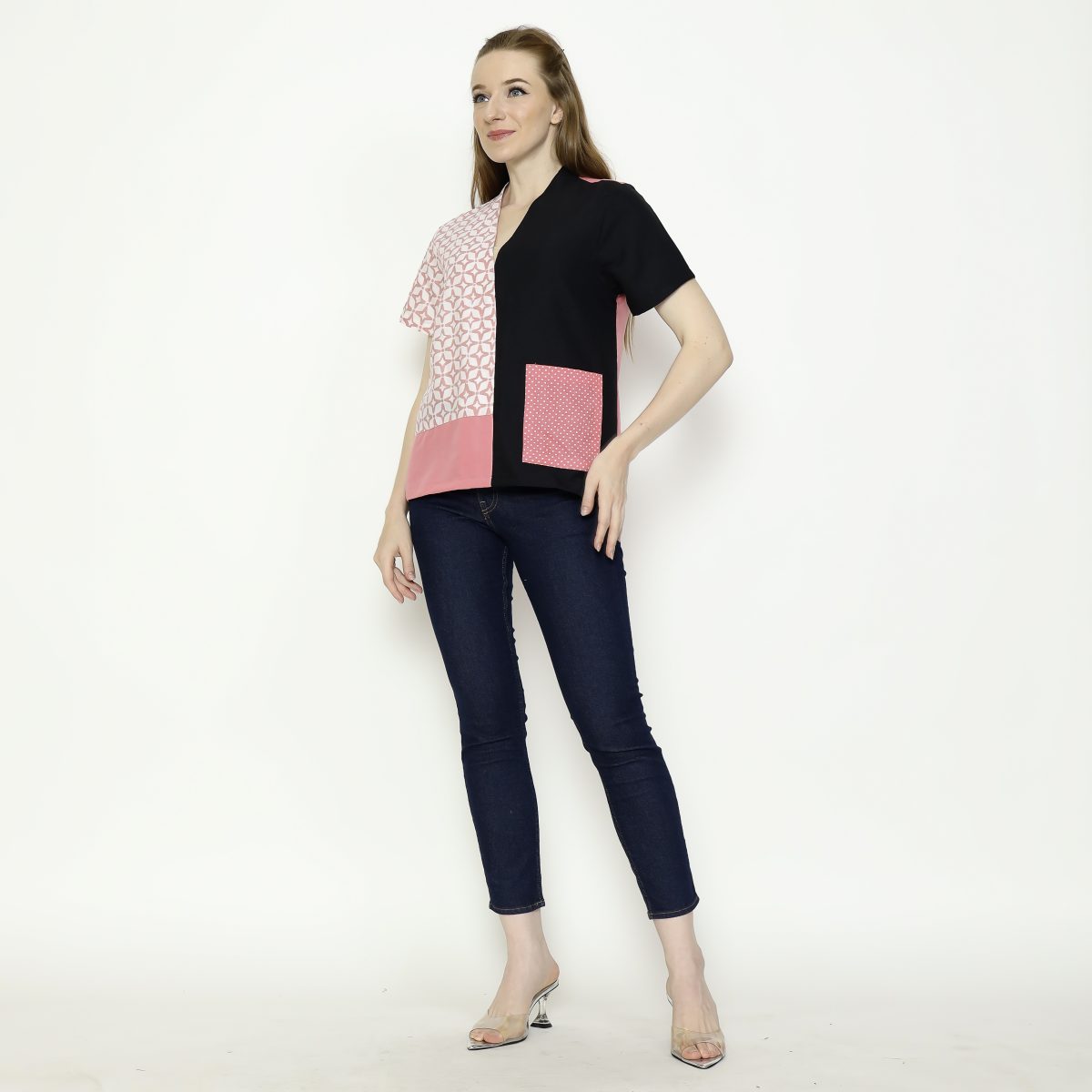 Narumi Blouse Pink Black - Image 6