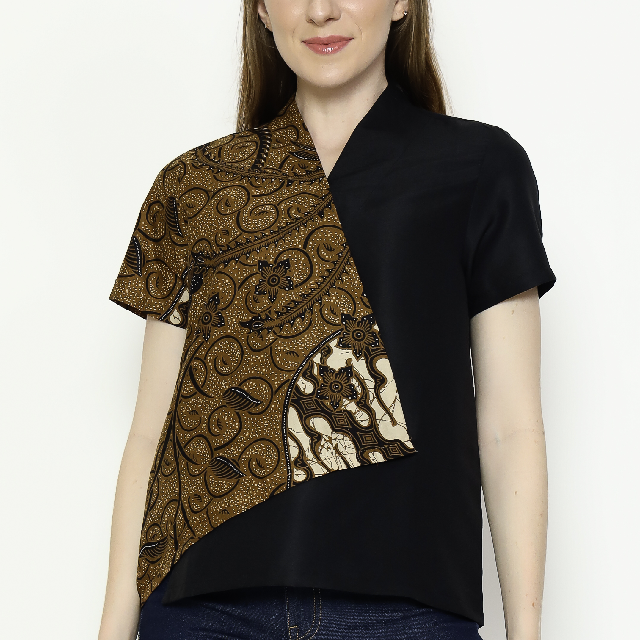 Leslie 2 Blouse Brown Black - Image 2