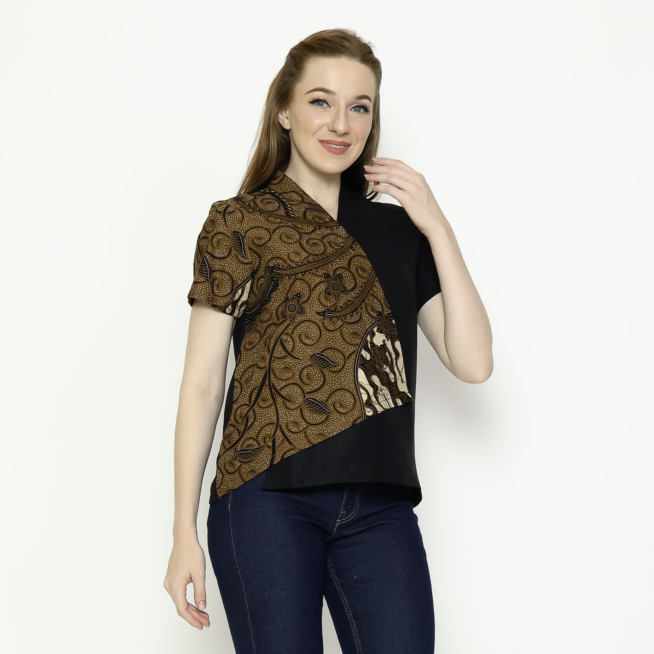 Leslie 2 Blouse Brown Black - Image 3