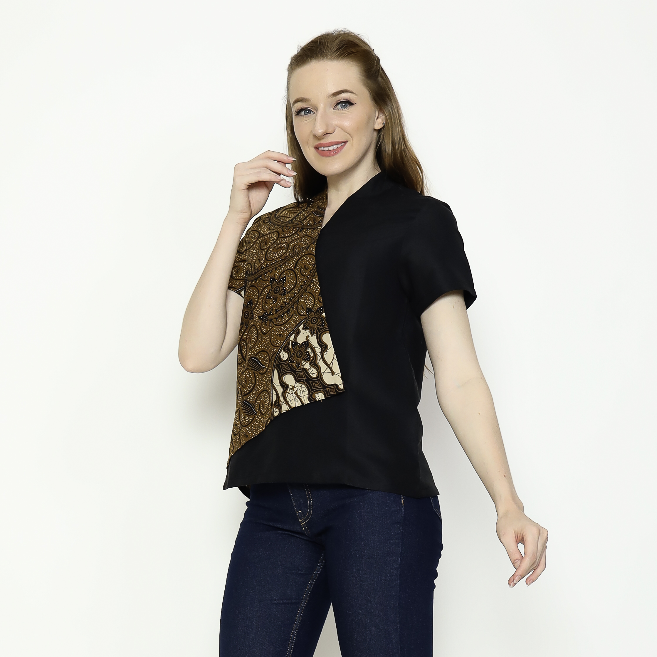 Leslie 2 Blouse Brown Black - Image 4