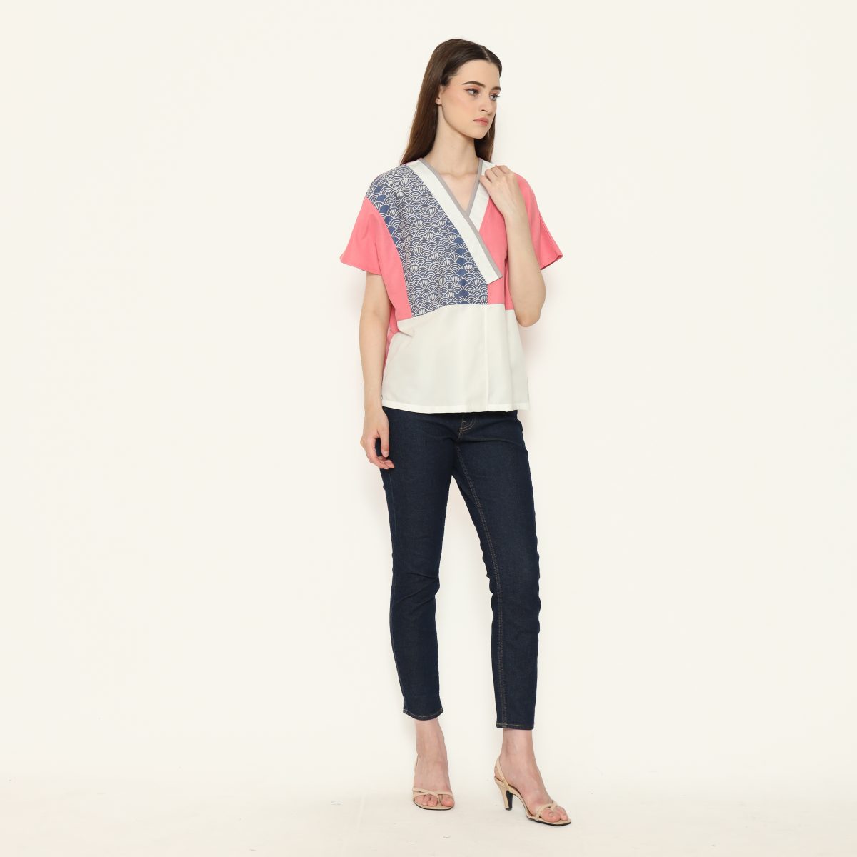 Renita Blouse Blue Pink - Image 3