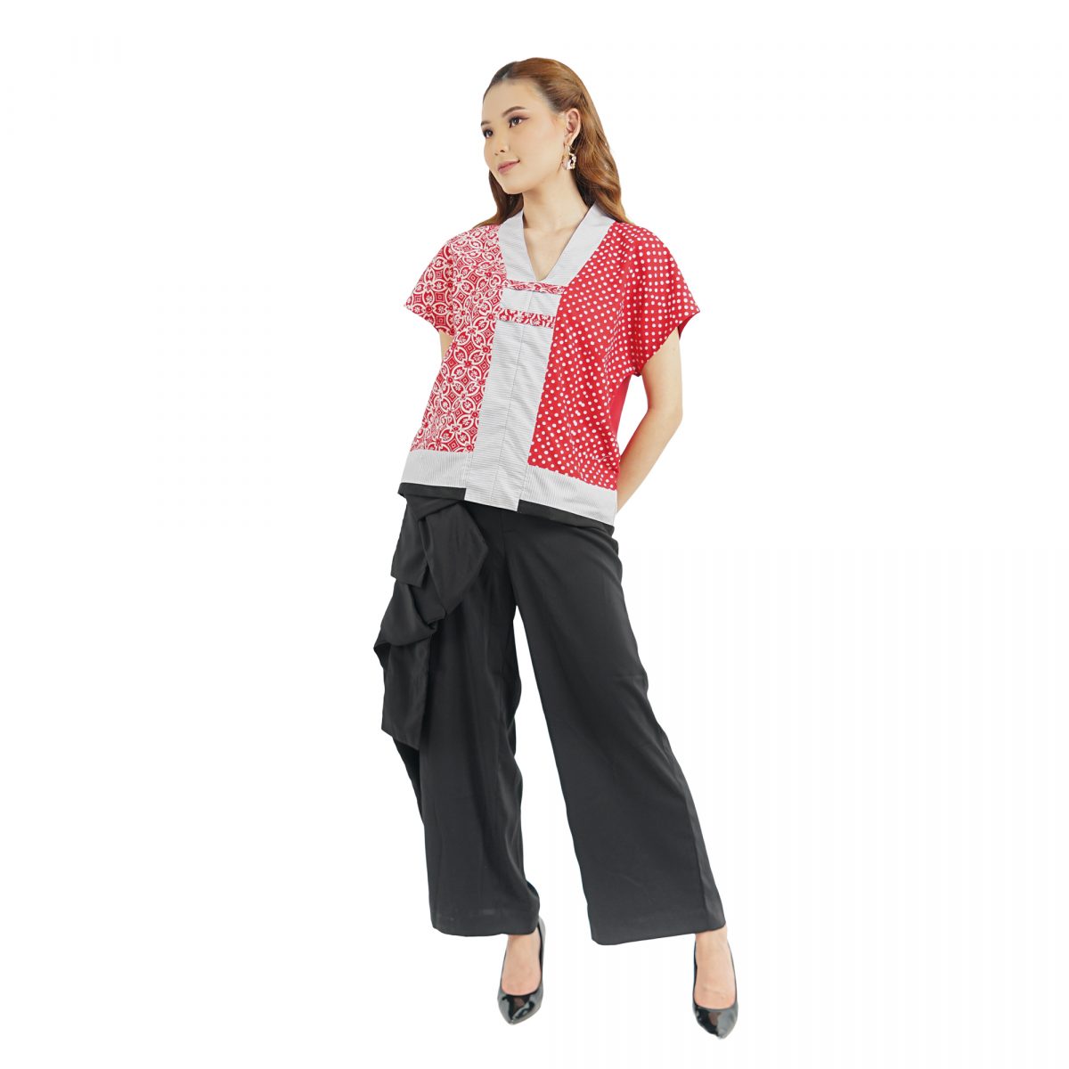 Inara Blouse Kawung Polkadot Red - Image 6
