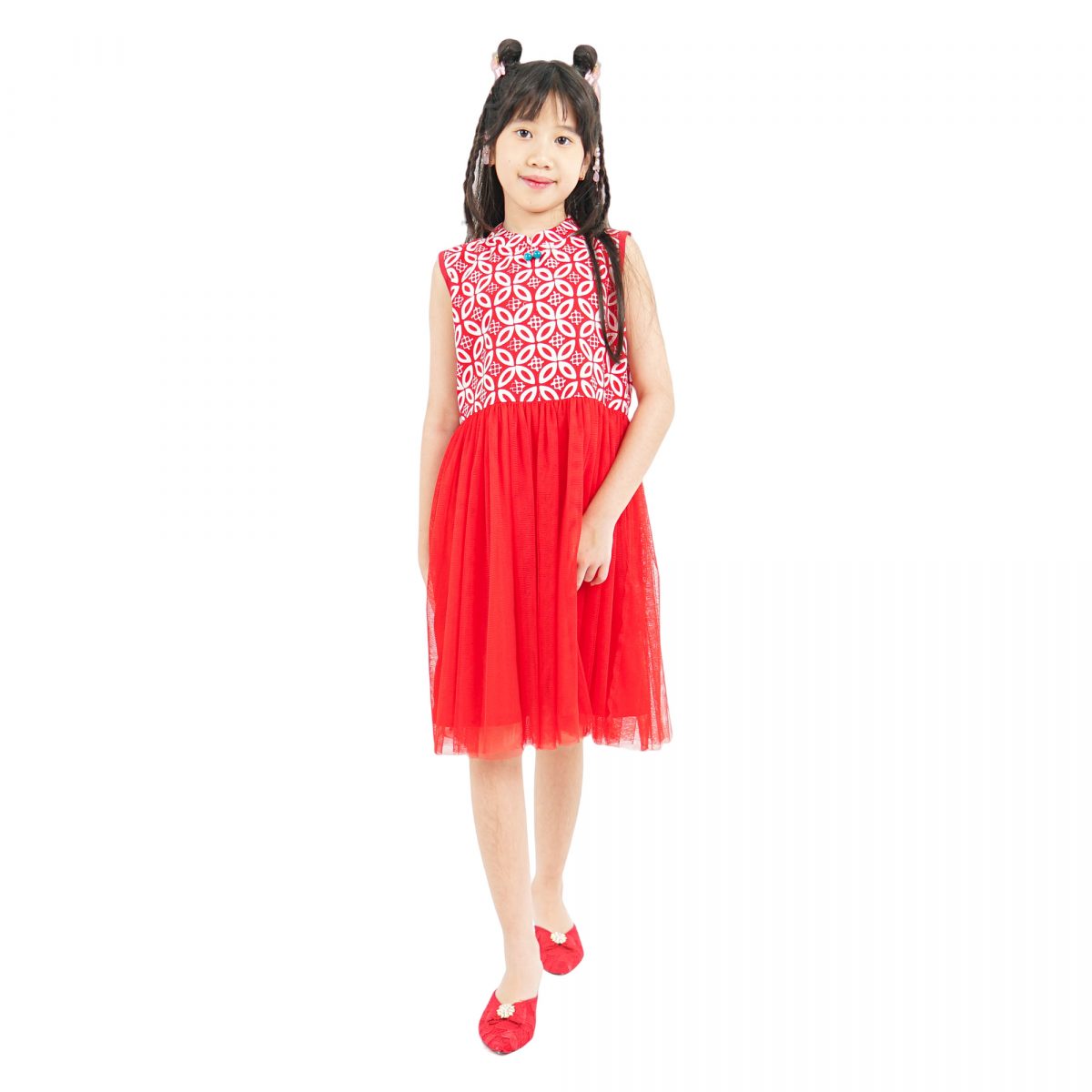 Isabella Dress Kids Kawung Red - Image 6