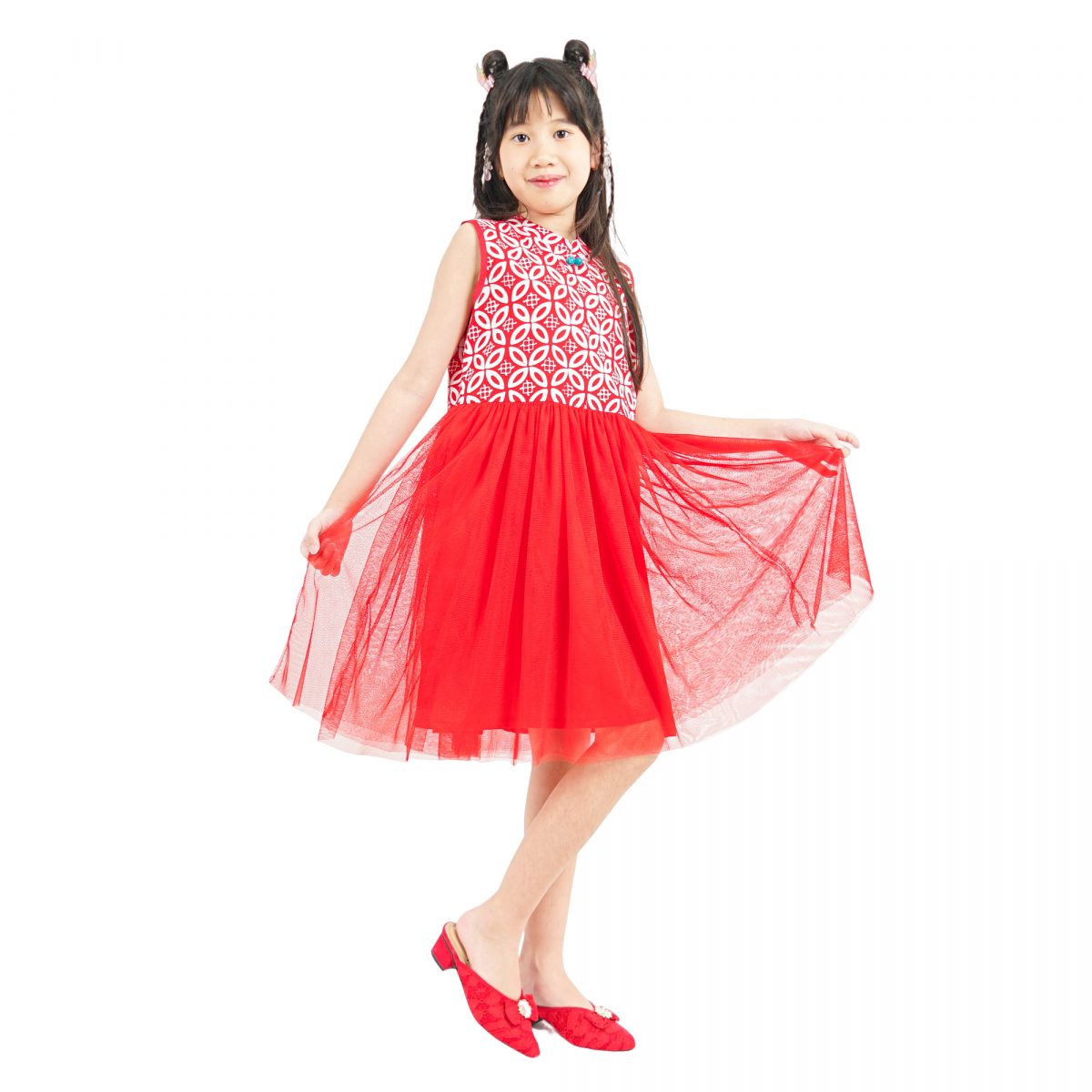 Isabella Dress Kids Kawung Red - Image 3