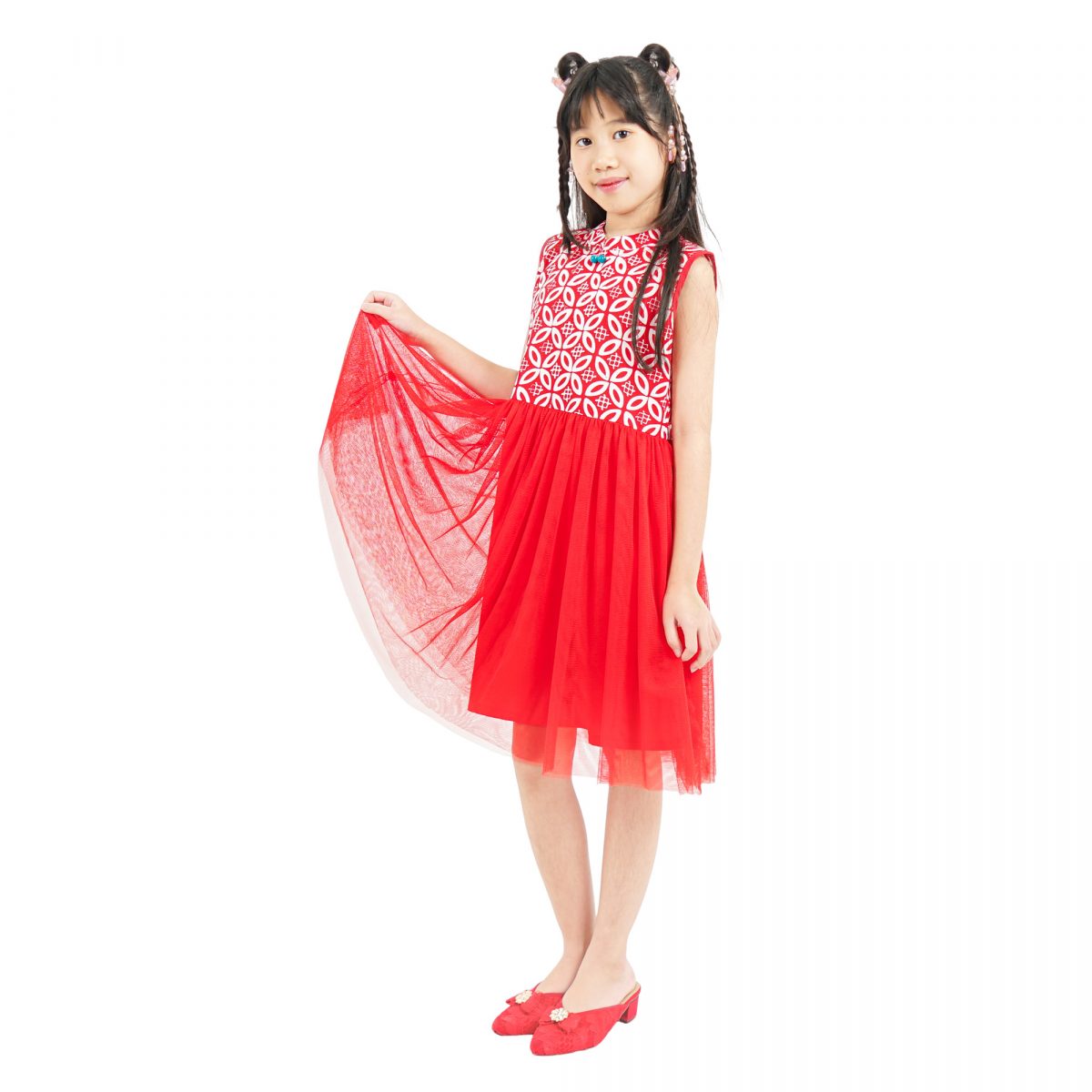 Isabella Dress Kids Kawung Red - Image 4