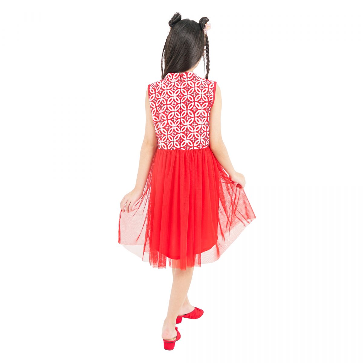 Isabella Dress Kids Kawung Red - Image 5