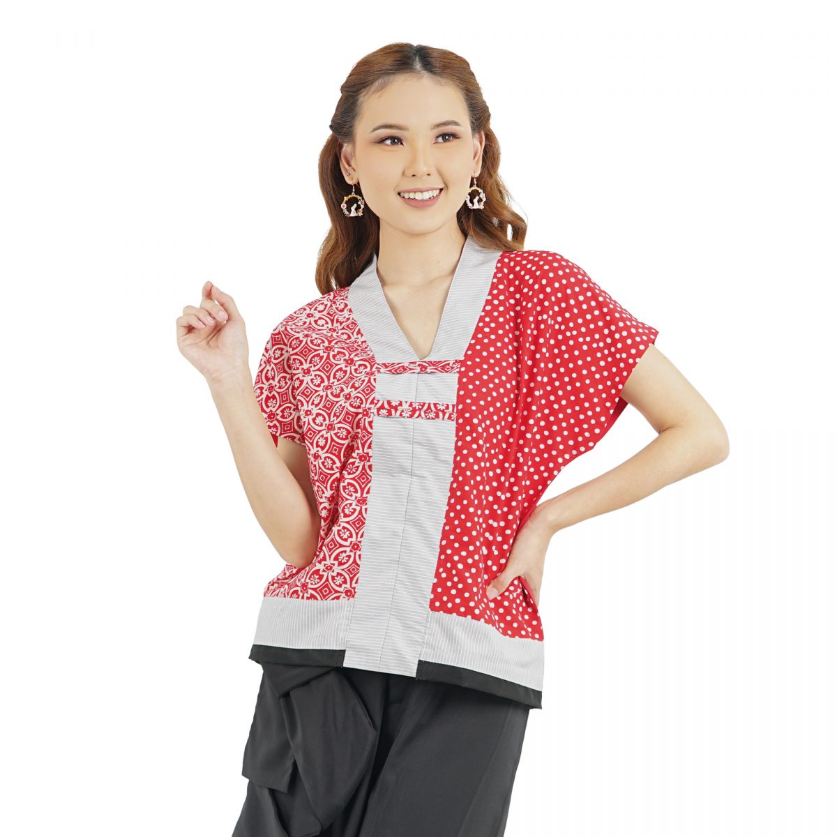 Inara Blouse Kawung Polkadot Red