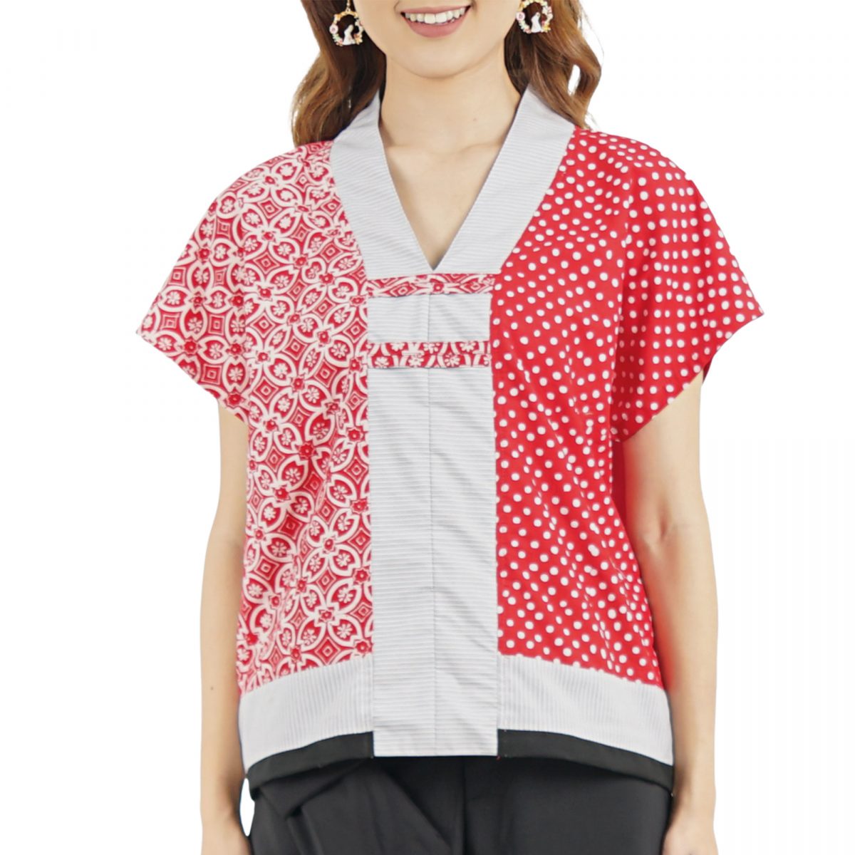 Inara Blouse Kawung Polkadot Red - Image 2