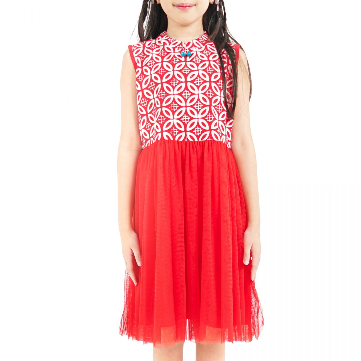 Isabella Dress Kids Kawung Red - Image 2
