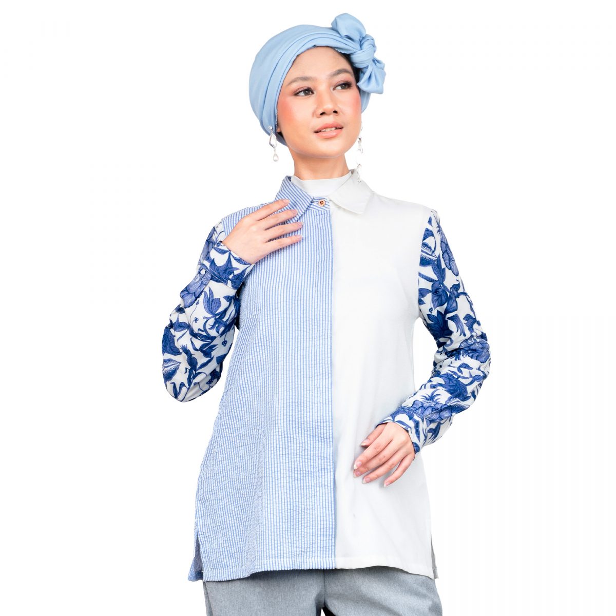 Rinaya Shirt Flower Blue