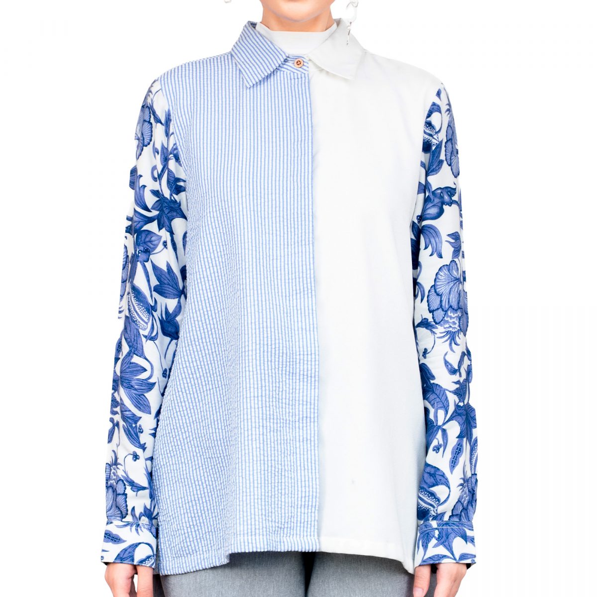 Rinaya Shirt Flower Blue - Image 2