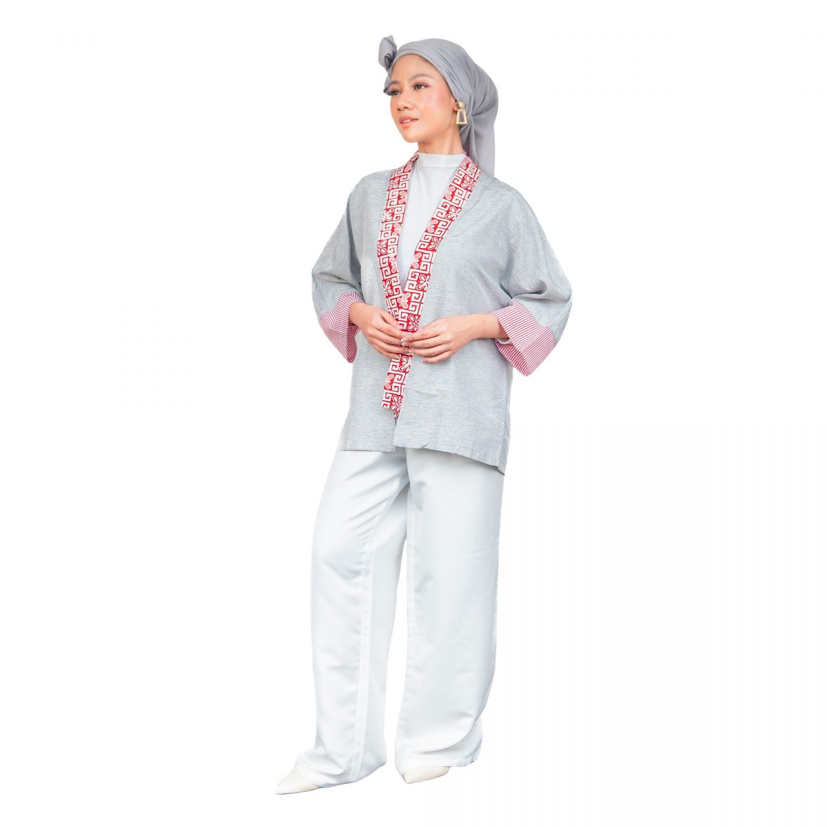 Christina Blazer Grey Red - Image 4