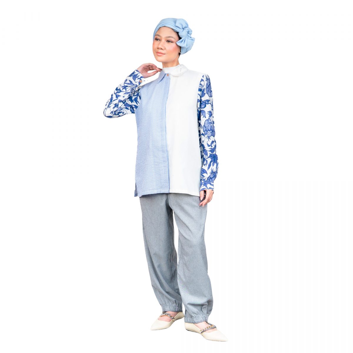 Rinaya Shirt Flower Blue - Image 3