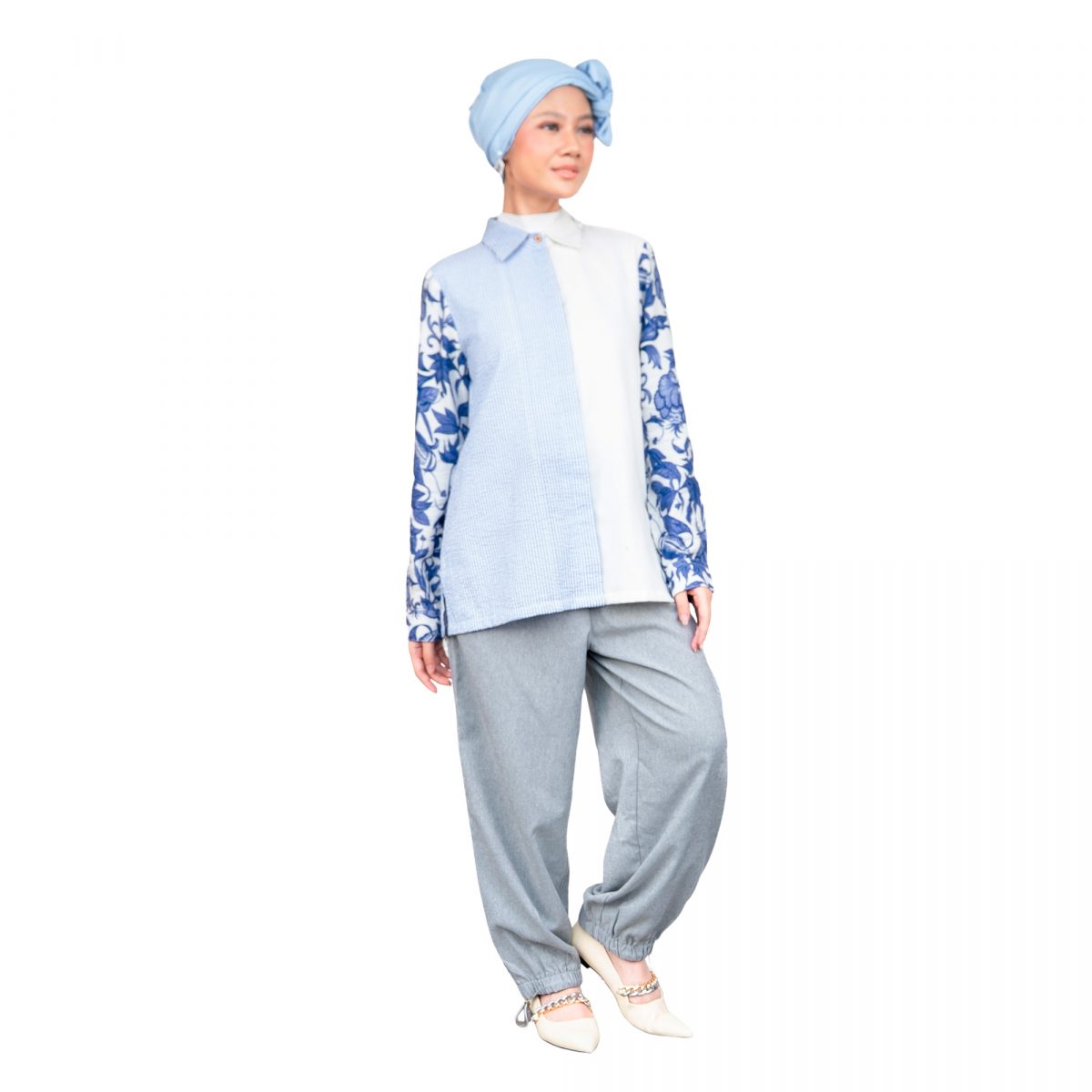 Rinaya Shirt Flower Blue - Image 4