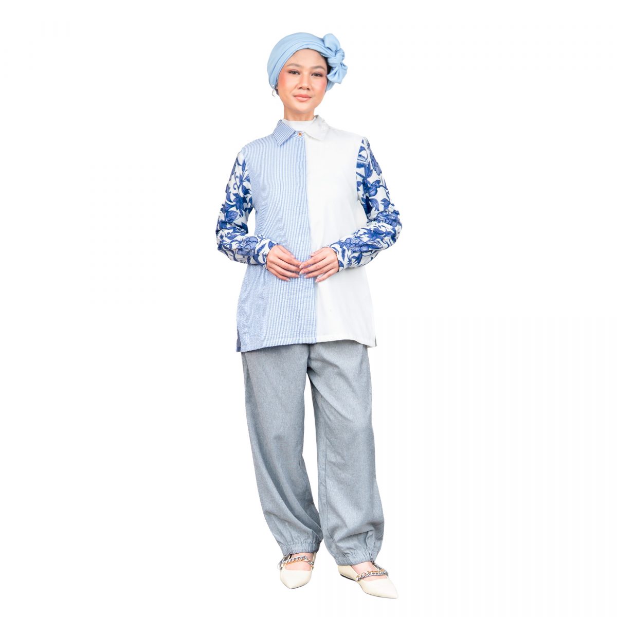 Rinaya Shirt Flower Blue - Image 6